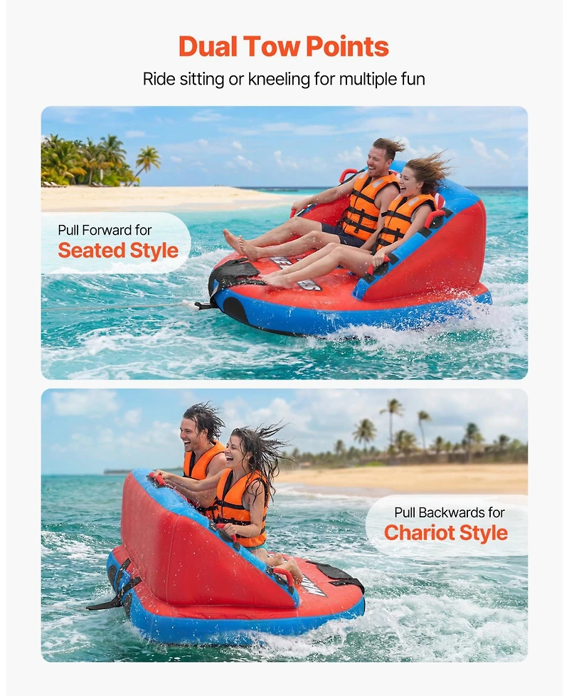 Mecale 2-Rider Towable Tube for Boating 340 lbs Dual Tow Points