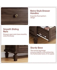 gaomon Bedroom 47" Tall 6 Drawer Dresser, Vintage Wood Chest of Drawers with Carved Handles.