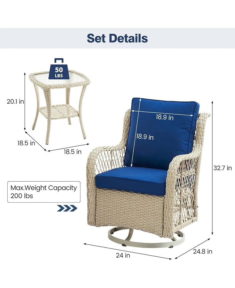 gaomon 3 Piece Outdoor Patio Set