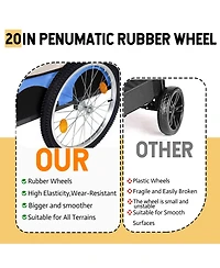 Aostirmotor Folding Dog Bike Trailer, Heavy Duty Pet Trailer for Large Dogs, All-Terrain Wheels, Spacious Design for Cycling, Jogging and Camping