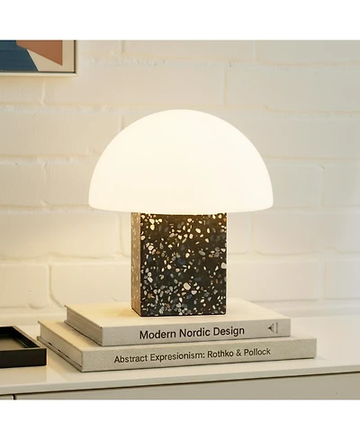 Brightech Gavin Terrazzo Led Table Lamp with Frosted Glass Dome