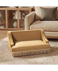 Aostirmotor Performance Velvet Princess Pet Bed Sofa with Fringe Skirt by Duchess,Gold Yellow