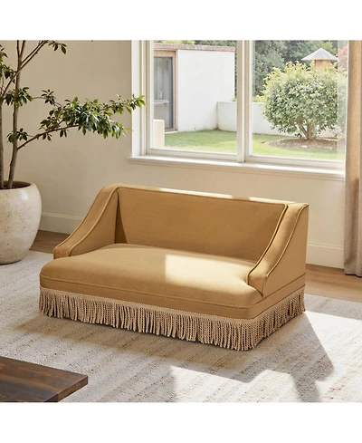 Aostirmotor Performance Velvet Princess Pet Bed Sofa with Fringe Skirt by Duchess,Gold Yellow