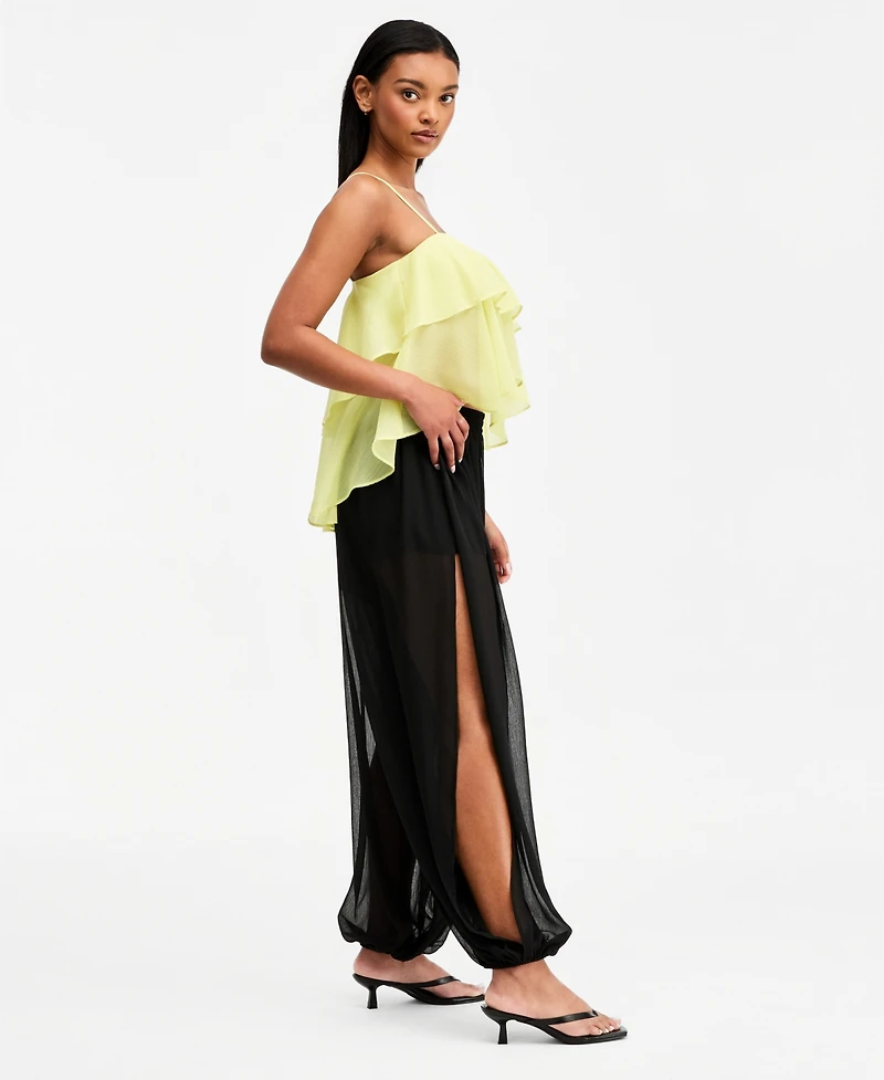 Bar Iii Women's High-Rise Sheer Balloon Pants, Macy's Exclusive