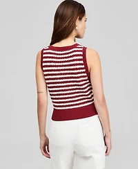 And Now This Petite Open-Stitch Striped Sweater, Macy's Exclusive