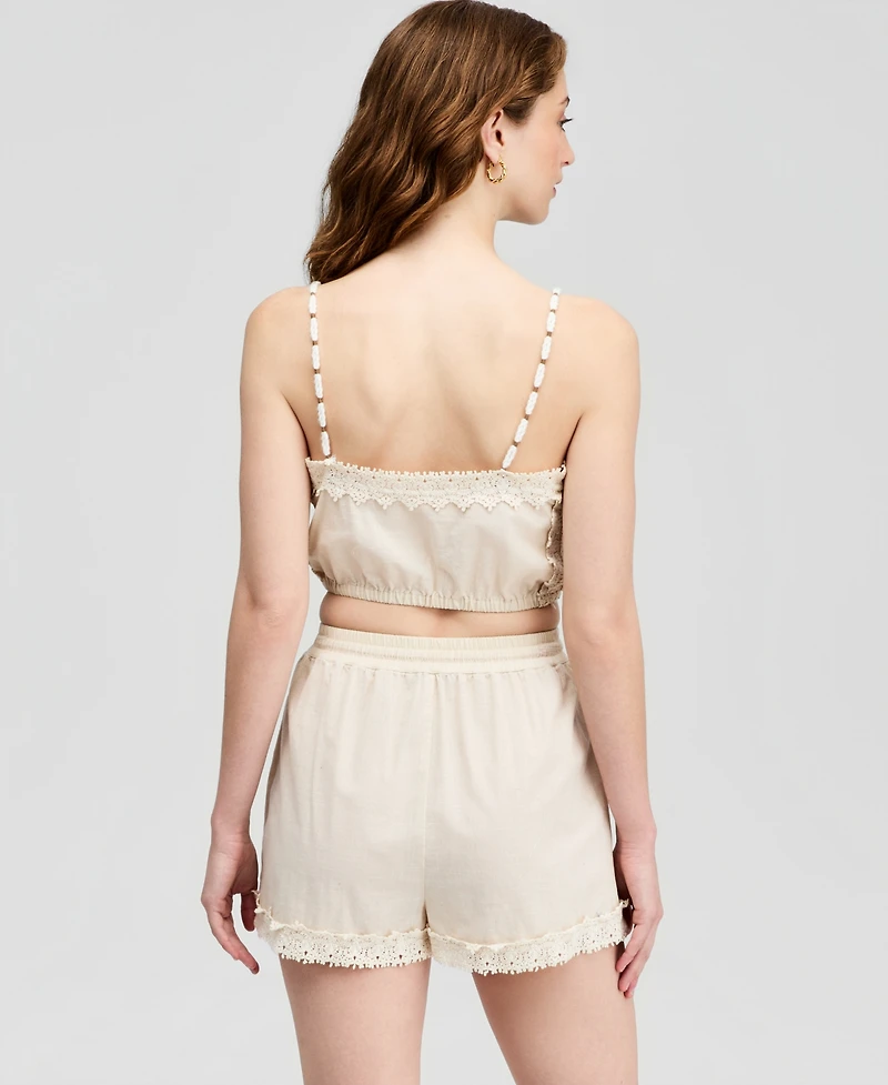 And Now This Women's Floral Embroidered Crop Top, Macy's Exclusive