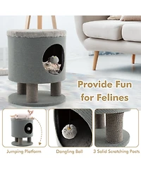 Cozito Cat Tree 3-in-1 Condo Stool with Scratching Posts Toy