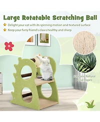 Cozito Cat Tree 2-Tier Dinosaur Theme with Sisal Scratch Ball