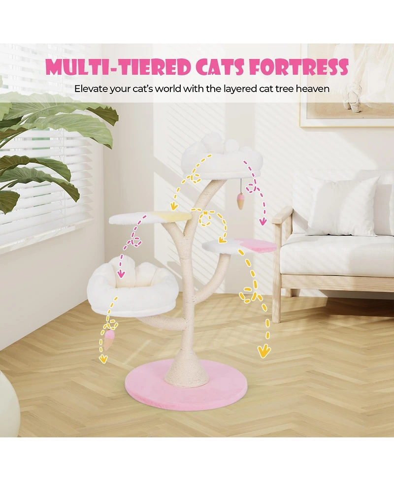 Cozito Cat Tree Multi-Layer Tower with 2 Perches Plush Fabric