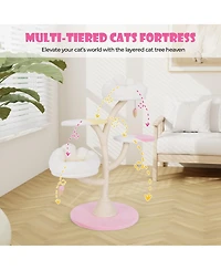 Cozito Cat Tree Multi-Layer Tower with 2 Perches Plush Fabric