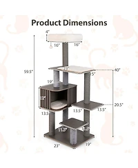 Cozito Cat Tree 59 in Multi-Level with Cushion Top Perch