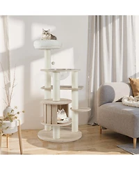 Cozito Cat Tree 52 in Wooden Multi-Level with Plush Cushions