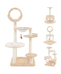 Cozito Cat Tower 4-in-1 Large Wooden with Space Capsule Nest