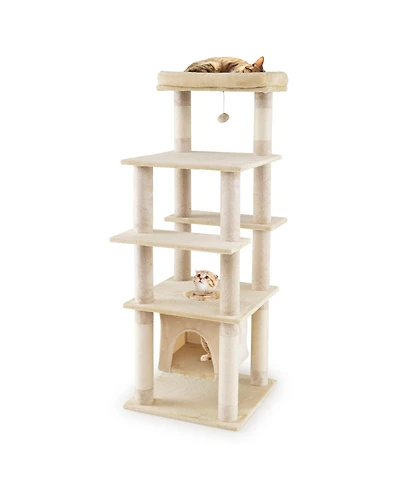 Cozito Cat Tree 58 inch with Swaying Aerial Condo and Perch Bed