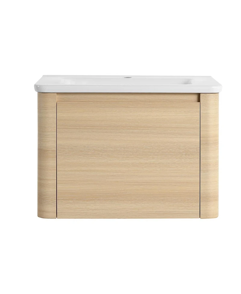 Sillysis Inch Wall Mounted Bathroom Vanity with Ceramic Sink, Soft Close Door and Plywood Cabinet