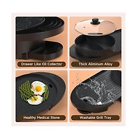 Artudatech Portable 2-in-1 Electric Hot Pot and Bbq Grill - Non-Stick Teppanyaki Pan