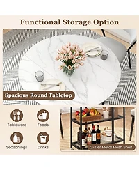 Sugift Folding Round Dining Table with Lockable Wheels