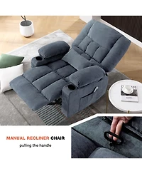 Rainsken Oversized Swivel Rocking Recliner Chair with Massage, Heating, Usb Port and Dual Cup Holders, Comfortable Single Sofa for Living Room