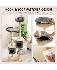 Cozito Cat Tree 6-Tier 75 in Wooden Tower with 2 Condos Perch