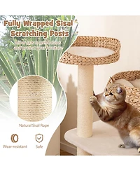 Cozito Cat Tree 41 in Rattan with Napping Perch and Cushion