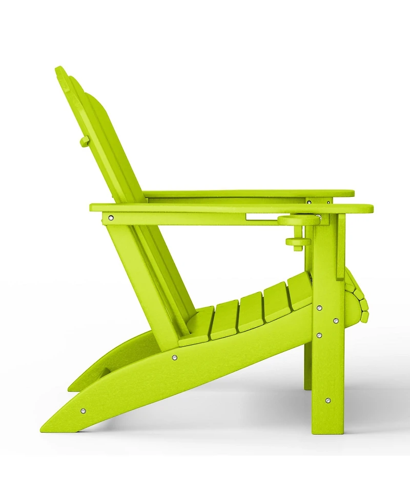 WestinTrends Outdoor Patio Hdpe Adirondack Chair With Cup Holder and Table Set