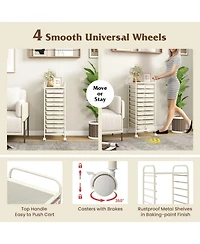 Sugift 10 Drawer Rolling Storage Cart Organizer with 4 Universal Casters