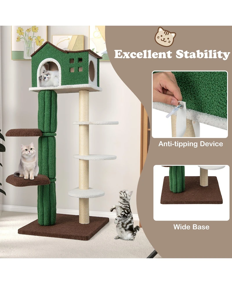 Cozito Cat Tree Multi-Level with Condo and Anti-Tipping Device