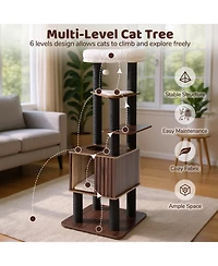 Cozito Cat Tower 64 in Wooden with Top Perch and Soft Padding
