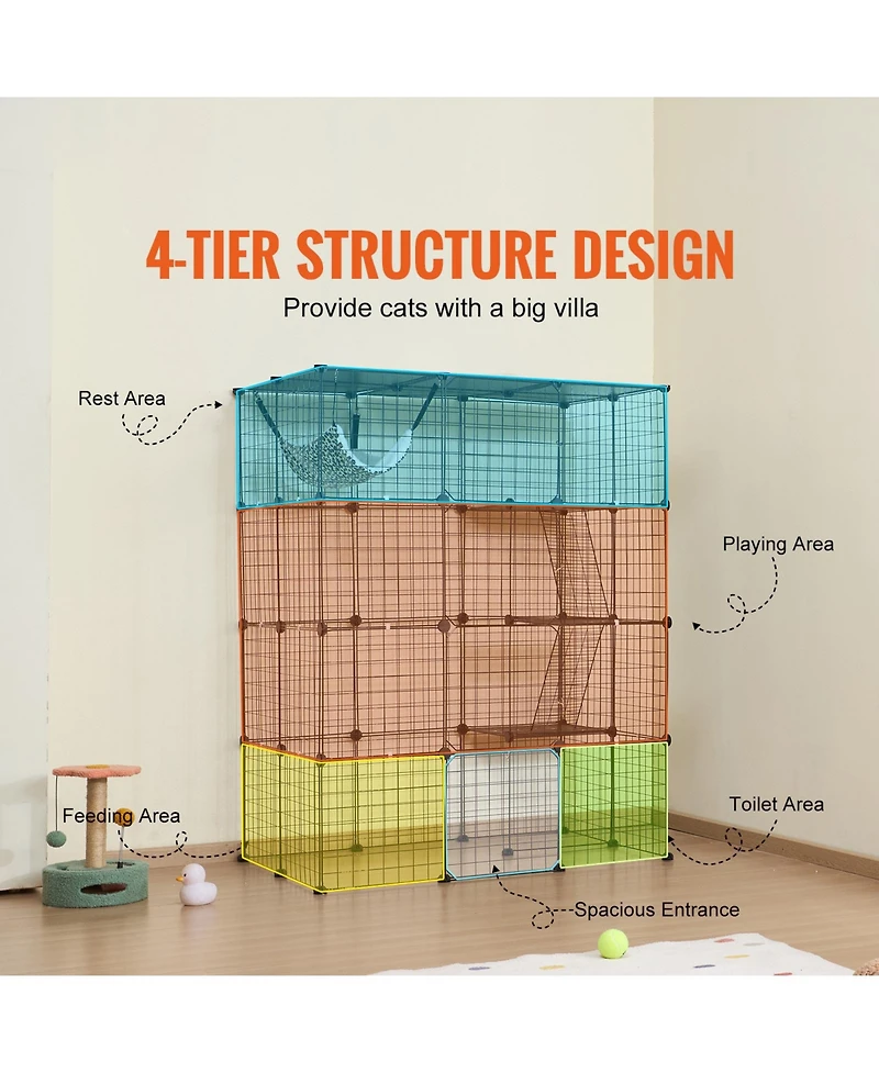 Cozito Cat Cage 4-Tier 41x28x55 in Metal Enclosure with 4 Doors