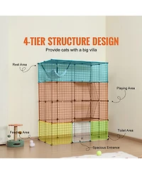 Cozito Cat Cage 4-Tier 41x28x55 in Metal Enclosure with 4 Doors