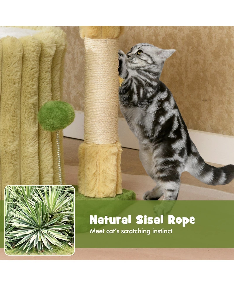 Cozito Cat Tree Cute Flower Shape with Sisal Scratch Posts Ball