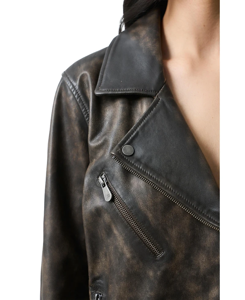 Velez Women's Efos Leather Biker Jacket