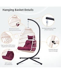 Streamdale Furniture Outdoor Egg Hanging Chair with Stand, Patio Wicker Swing Chair
