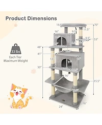Cozito Cat Tree 70 in Tall for Indoor Cats Multi-Level Tower