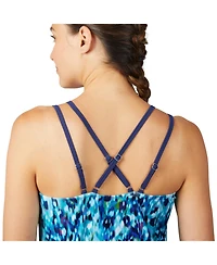 Free Country Women's Double Strap Cut Out Blouson Tankini Top