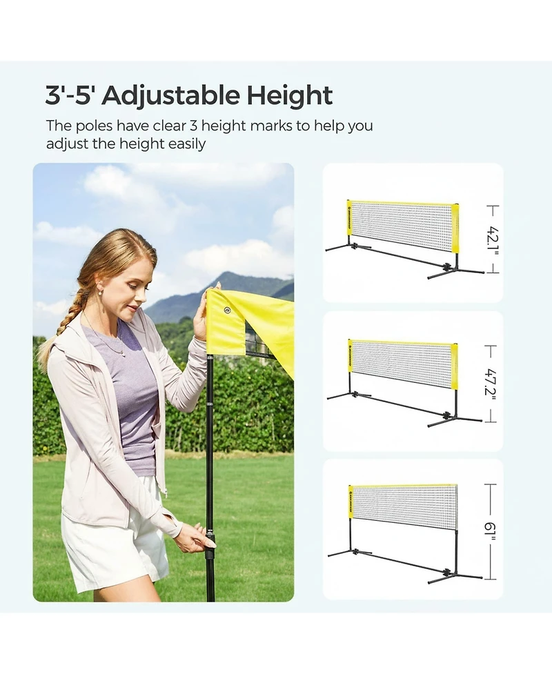 Aronkl Adjustable Height Foldable Badminton Volleyball Pickleball Tennis Net Indoor Outdoor Portable Stable Durable