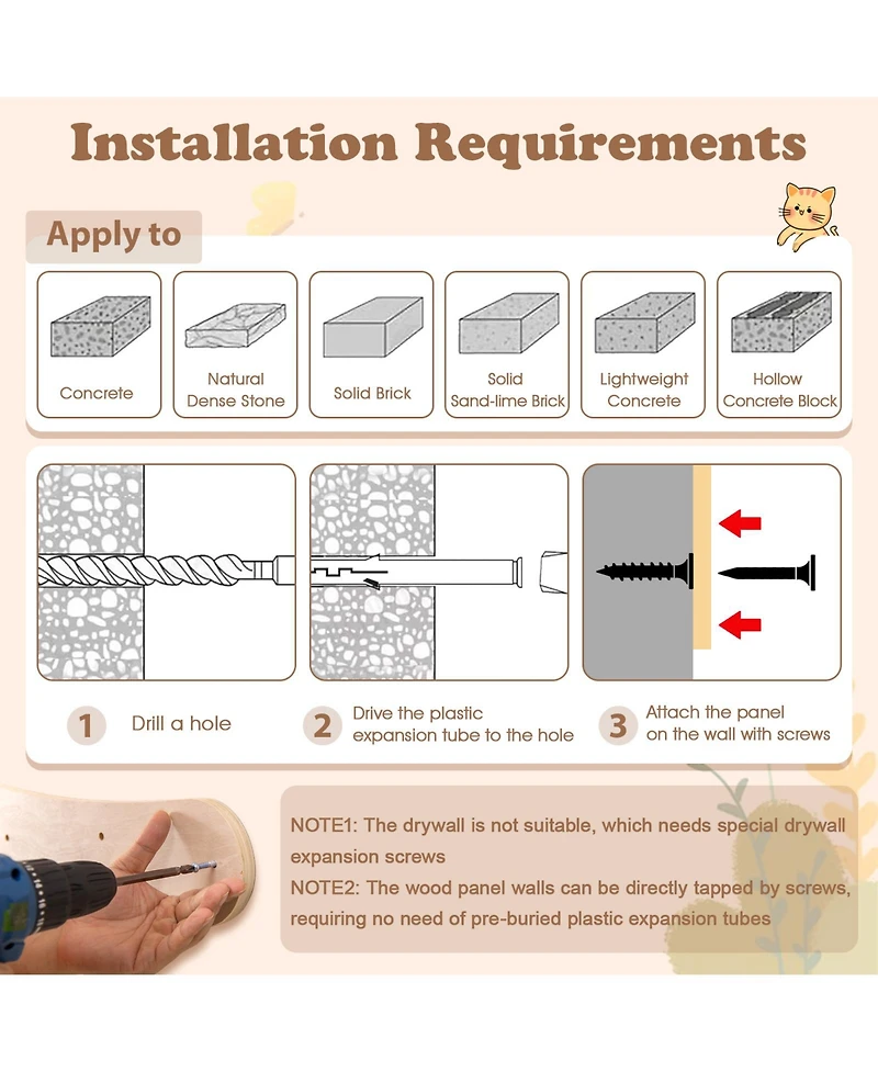 Cozito Cat Tower Wall-Mounted Shelves Furniture with Bed