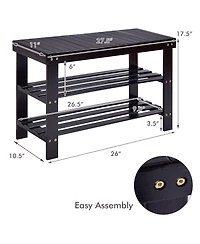 Gouun 3-Tier Bamboo Shoe Rack Bench for Entryway