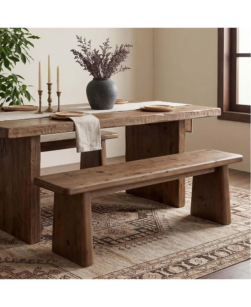 Tribesigns 55.1" Solid Wood Entryway Bench, Rustic Shoe Bench for Mudroom Hallway, End of Bed and Dining Kitchen Benches