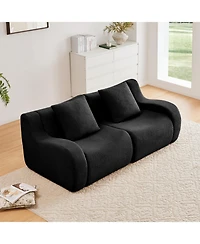 Streamdale Furniture Soft Teddy Fabric Boneless Sofa, No Assembly, Anti-Slip