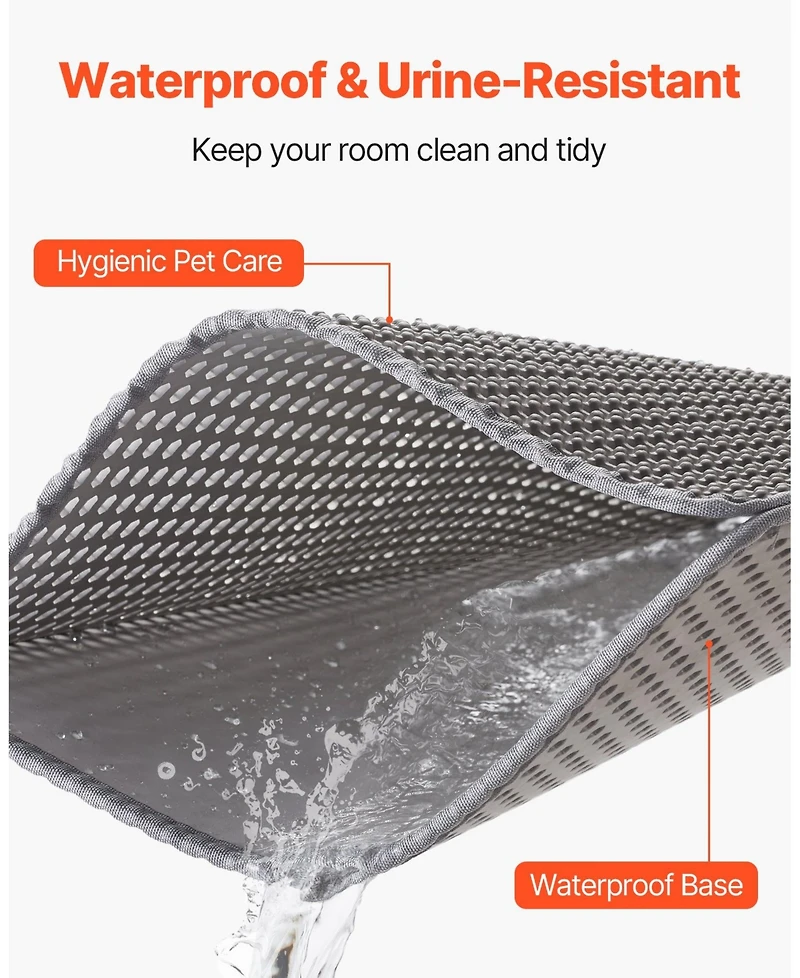 Gouun Double-Layer Honeycomb Cat Litter Trapping Mat, 24 x 15 Inch Eva Litter Box Mat with Waterproof Bottom