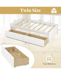 Gouun Twin Pine Wood Bed Frame with Storage Drawers and Captain Style