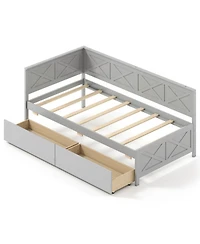 Gouun Pine Wood Twin Daybed with Storage Drawers