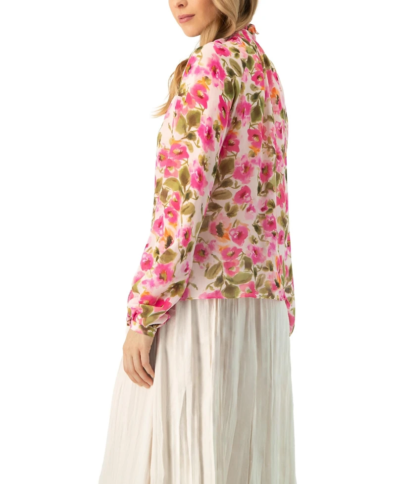 Ivonne Women's Floral High Neck Blouse