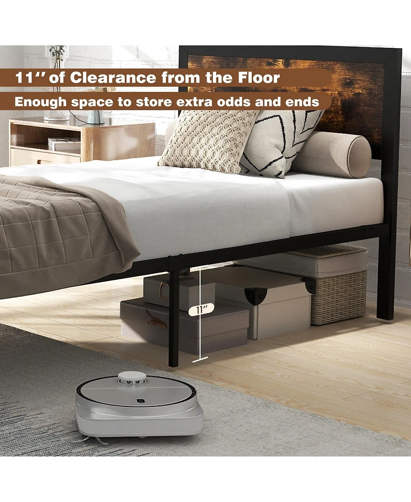 Sugift Twin Size Metal Bed Frame with Headboard and Footboard