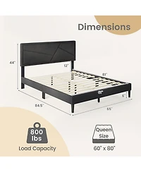Sugift Queen Size Upholstered Platform Bed Frame with High Headboard