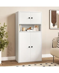 Sugift 44 Inches Tall Bookshelf with Doors and Adjustable Shelf-1 Piece