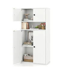 Sugift 44 Inches Tall Bookshelf with Doors and Adjustable Shelf-1 Piece