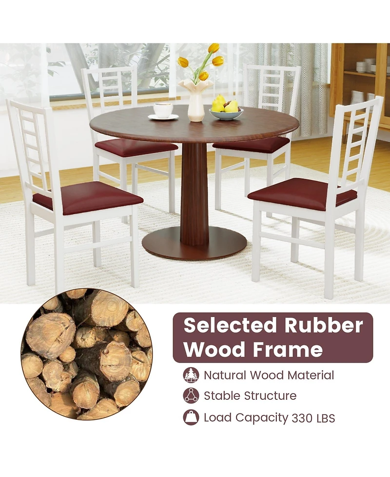 Sugift Pu Leather Upholstered Wood Dining Chairs Set of 2