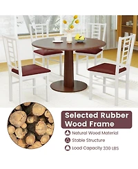 Sugift Pu Leather Upholstered Wood Dining Chairs Set of 2